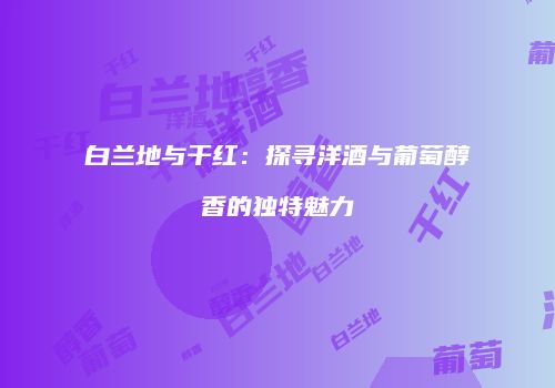 白兰地与干红：探寻洋酒与葡萄醇香的独特魅力