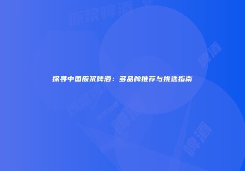 探寻中国原浆啤酒：多品牌推荐与挑选指南