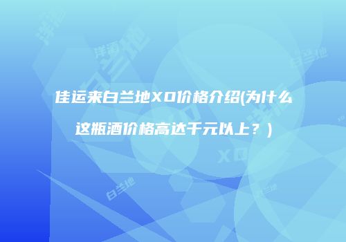 佳运来白兰地XO价格介绍(为什么这瓶酒价格高达千元以上？)