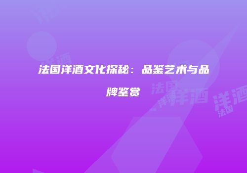 法国洋酒文化探秘：品鉴艺术与品牌鉴赏