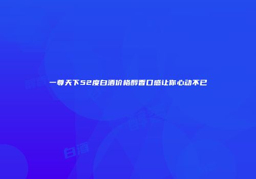 一尊天下52度白酒价格醇香口感让你心动不已