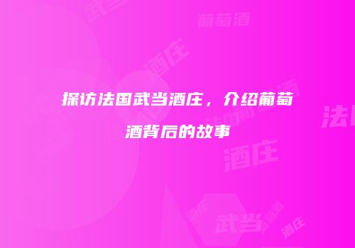 探访法国武当酒庄，介绍葡萄酒背后的故事