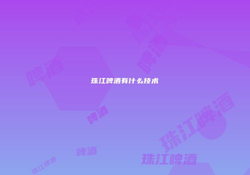 珠江啤酒有什么技术