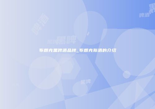 布朗克黑啤酒品牌_布朗克斯酒的介绍