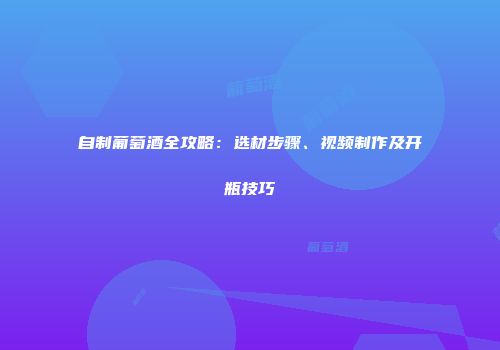 自制葡萄酒全攻略：选材步骤、视频制作及开瓶技巧