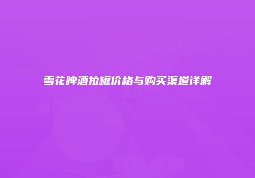 雪花啤酒拉罐价格与购买渠道详解