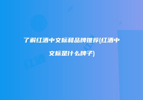 了解红酒中文标和品牌推荐(红酒中文标是什么牌子)