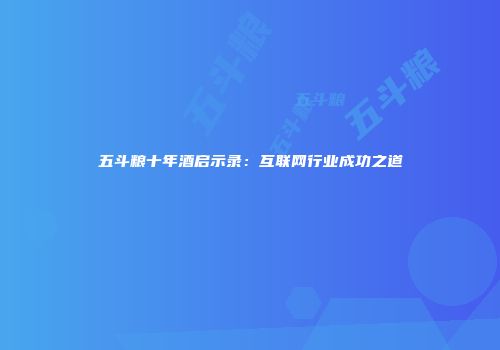 五斗粮十年酒启示录：互联网行业成功之道
