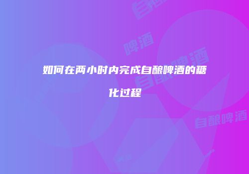 如何在两小时内完成自酿啤酒的糖化过程
