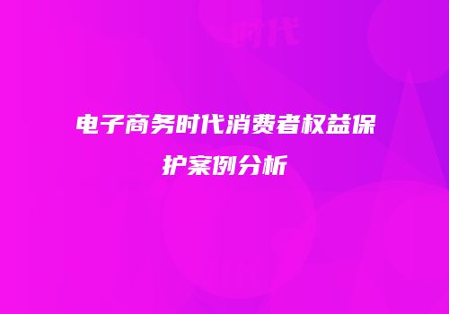 电子商务时代消费者权益保护案例分析