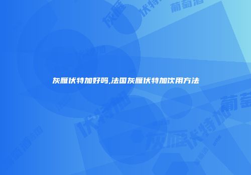 灰雁伏特加好吗,法国灰雁伏特加饮用方法