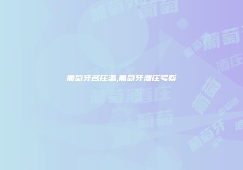葡萄牙名庄酒,葡萄牙酒庄考察