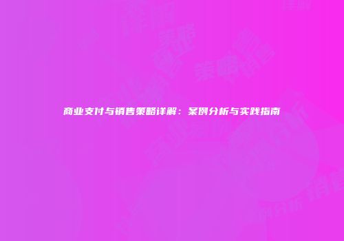 商业支付与销售策略详解：案例分析与实践指南