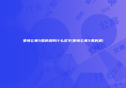 爱情公寓5喝的酒叫什么名字(爱情公寓5里的酒)