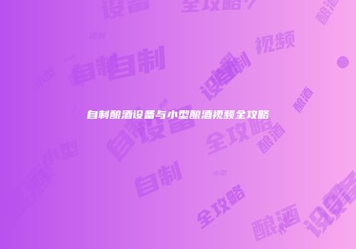 自制酿酒设备与小型酿酒视频全攻略