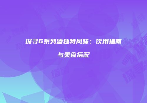 探寻6系列酒独特风味：饮用指南与美食搭配