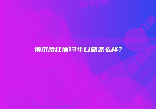 博尔哈红酒13年口感怎么样？