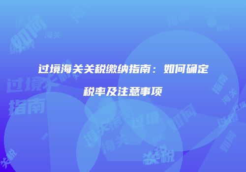 过境海关关税缴纳指南：如何确定税率及注意事项