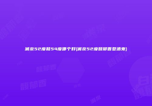 湘泉52度和54度哪个好(湘泉52度馥郁香型酒鬼)
