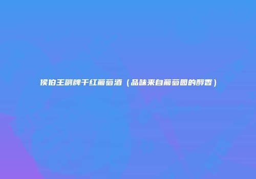 侯伯王副牌干红葡萄酒（品味来自葡萄园的醇香）