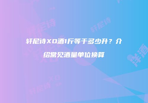 轩尼诗XO酒1斤等于多少升？介绍常见酒量单位换算