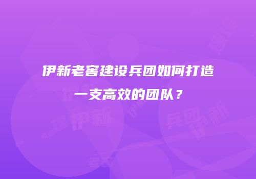 伊新老窖建设兵团如何打造一支高效的团队？