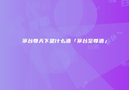 茅台尊天下是什么酒「茅台至尊酒」