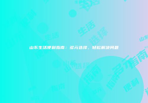 山东生活便利指南：多元选择，轻松解决问题
