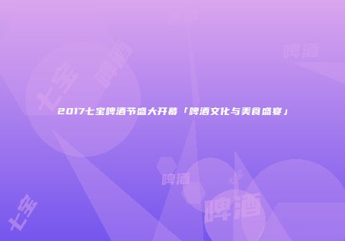 2017七宝啤酒节盛大开幕「啤酒文化与美食盛宴」