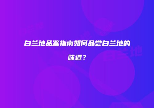 白兰地品鉴指南如何品尝白兰地的味道？