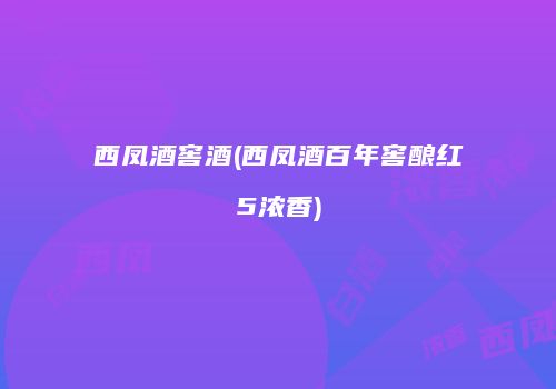 西凤酒窖酒(西凤酒百年窖酿红5浓香)