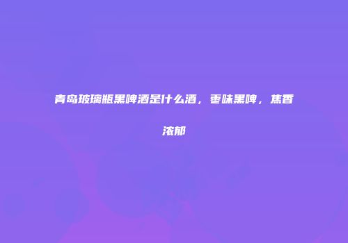 青岛玻璃瓶黑啤酒是什么酒，枣味黑啤，焦香浓郁