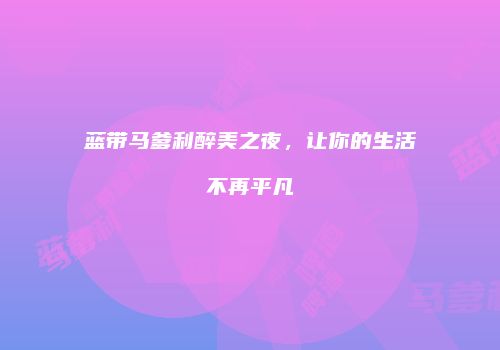 蓝带马爹利醉美之夜，让你的生活不再平凡