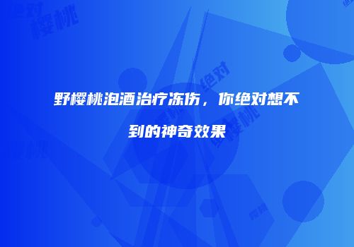 野樱桃泡酒治疗冻伤，你绝对想不到的神奇效果