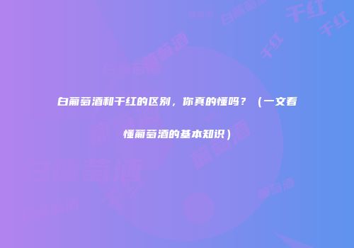 白葡萄酒和干红的区别，你真的懂吗？（一文看懂葡萄酒的基本知识）