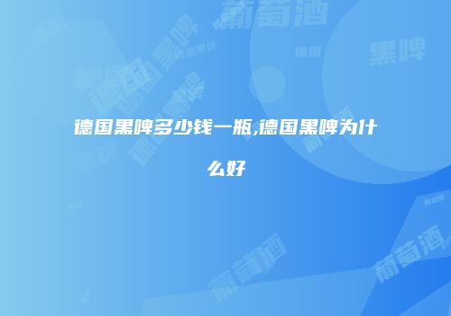 德国黑啤多少钱一瓶,德国黑啤为什么好