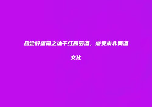 品尝好望角之魂干红葡萄酒，感受南非美酒文化