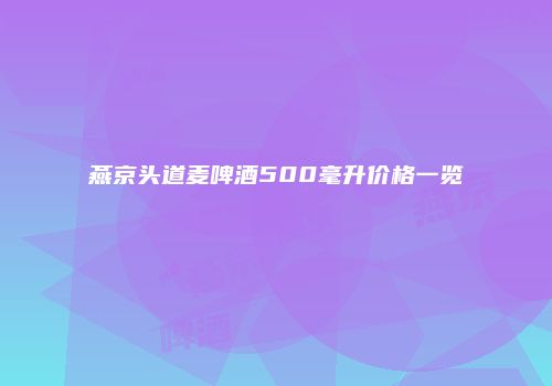 燕京头道麦啤酒500毫升价格一览