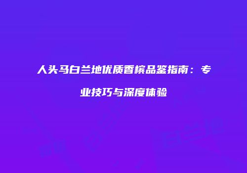 人头马白兰地优质香槟品鉴指南：专业技巧与深度体验