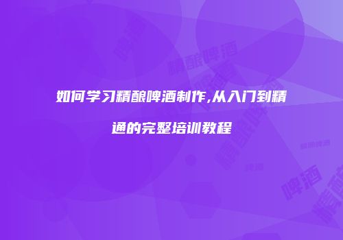 如何学习精酿啤酒制作,从入门到精通的完整培训教程