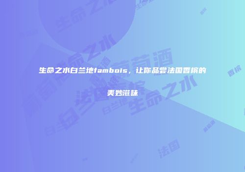 生命之水白兰地fambois，让你品尝法国香槟的美妙滋味