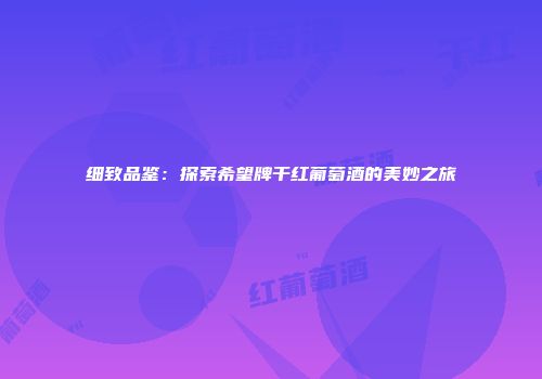 细致品鉴：探索希望牌干红葡萄酒的美妙之旅