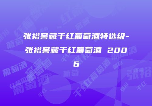 张裕窖藏干红葡萄酒特选级-张裕窖藏干红葡萄酒 2006