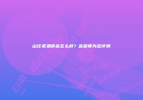 山庄老酒御品怎么样？品鉴师为您评测