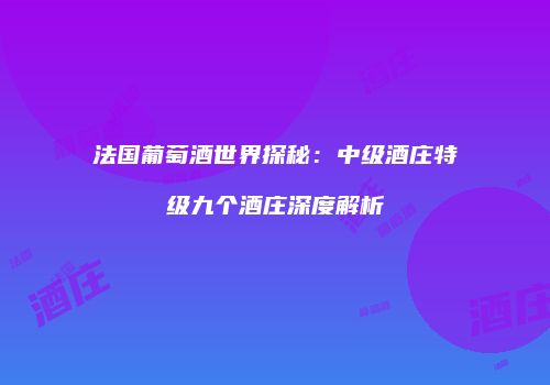 法国葡萄酒世界探秘：中级酒庄特级九个酒庄深度解析