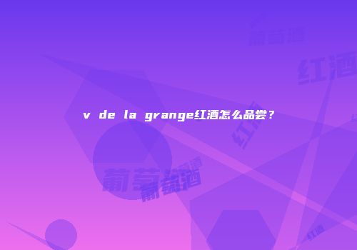 v de la grange红酒怎么品尝？