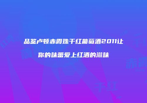 品鉴卢顿赤霞珠干红葡萄酒2011让你的味蕾爱上红酒的滋味