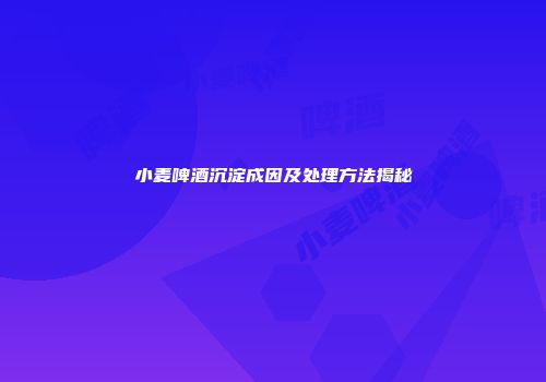 小麦啤酒沉淀成因及处理方法揭秘