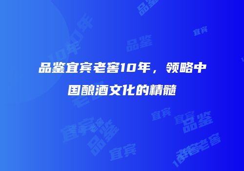 品鉴宜宾老窖10年，领略中国酿酒文化的精髓