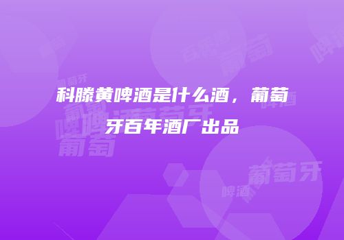 科滕黄啤酒是什么酒，葡萄牙百年酒厂出品